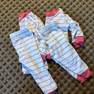 2 pair Lake pajamas rose stripe 12-18 months and 18-24 months